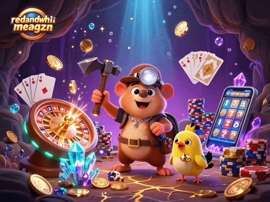 Experience the thrilling adventures of redandwhitemagzn's treasure hunter in an exciting casino scene.