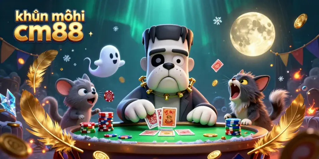 Engage in thrilling khuyến mãi cm88 with a lively card game featuring unique characters and vibrant casino elements.