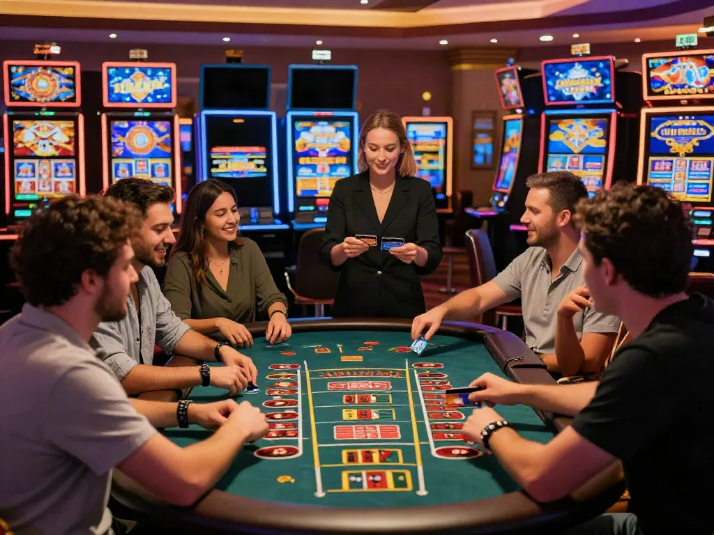 Dynamic casino scene showcasing players using credit cards at a roulette table, highlighting the excitement in casinos that accept credit cards.