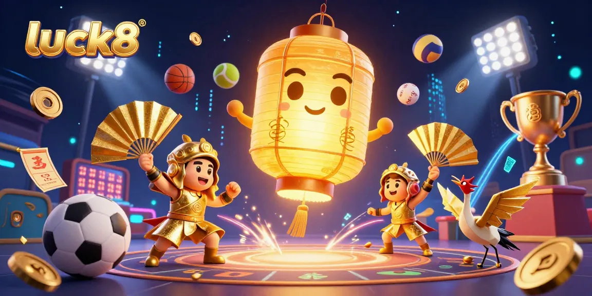 Experience the thrill of luck8 with dynamic sports betting, featuring symbols of victory and vibrant gaming energy.