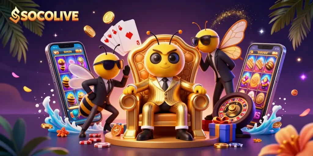 Experience SOCOLIVE's engaging casino atmosphere with rich gaming visuals and a vivid 3D scene.