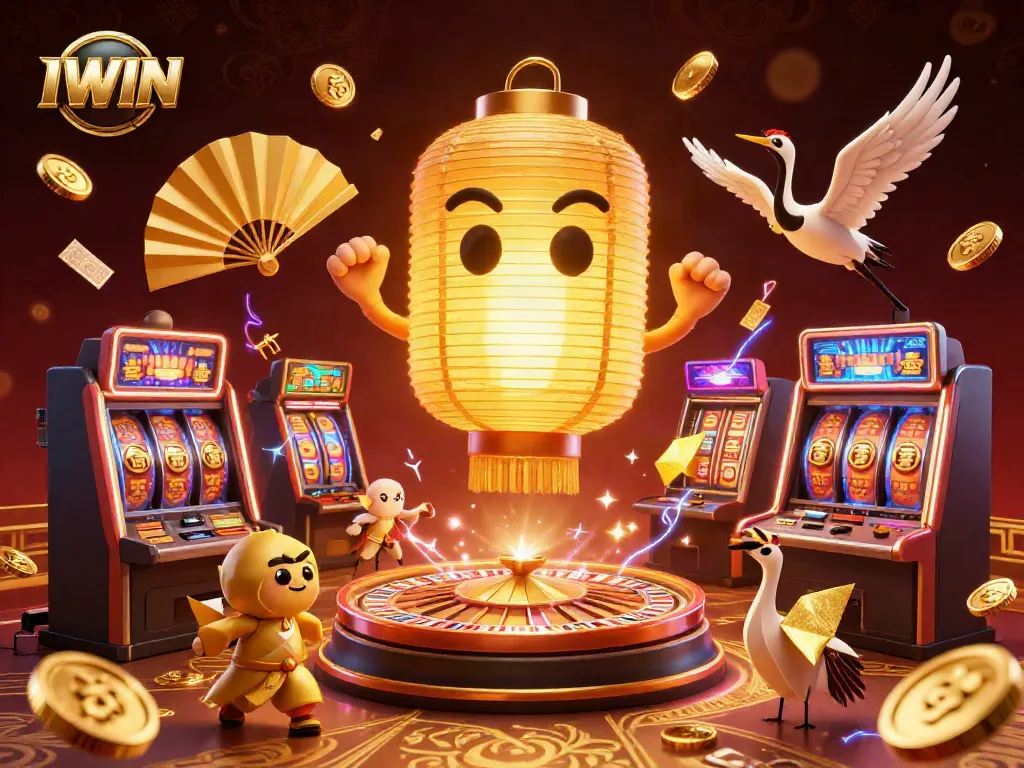 Experience exhilarating gameplay at IWIN casino with vibrant 3D illuminated characters and dynamic game elements.