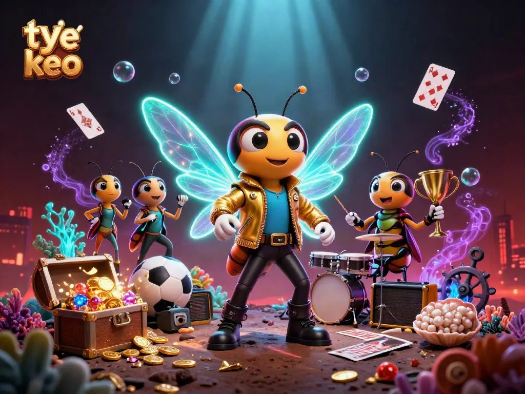 Engage with ty le keo sports betting odds and dynamic gameplay elements in this lively 3D illustration.