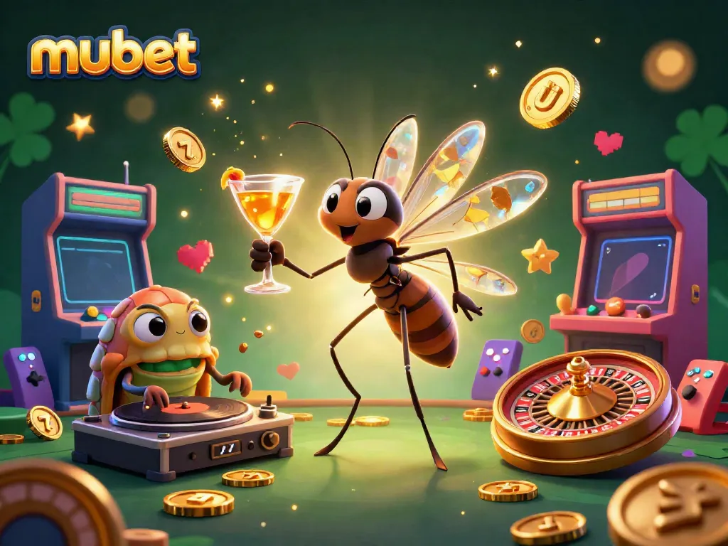 Experience the vibrant world of mubet with a 3D casino scene featuring a lively ambiance with classic elements.