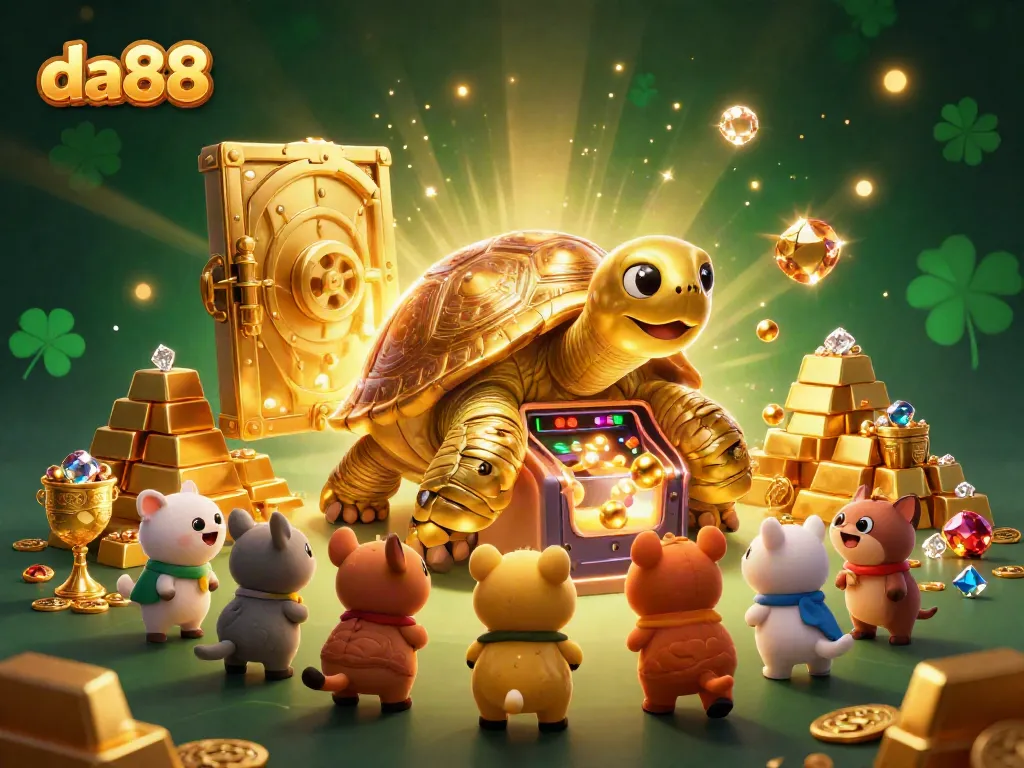 Experience the thrill of DA88 with a dynamic casino scene featuring a vibrant tortoise pinball machine.