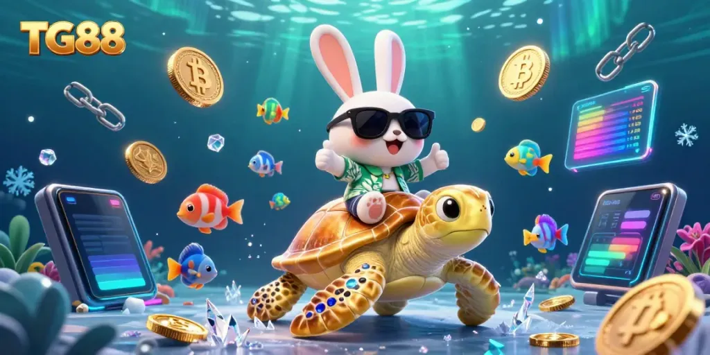 Experience the thrill of TG88 with lively characters in a vibrant casino underwater scene