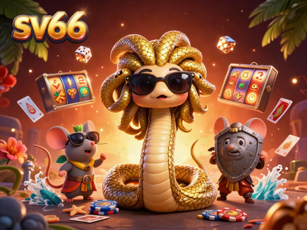 Experience thrilling gameplay with sv66 in a vibrant casino scene featuring Medusa and a warrior mouse.