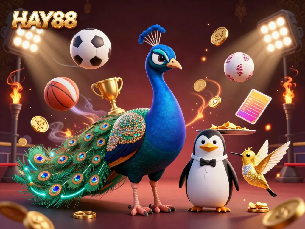 Engage with HAY88's vibrant gaming environment featuring dynamic sports elements and lavish characters.